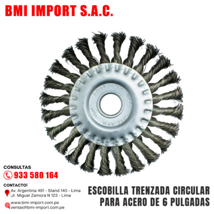 ESCOBILLA TRENZADA CIRCULAR PARA ACERO DE 6 PULGADAS