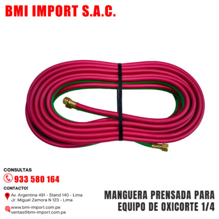 MANGUERA PRENSADA PARA EQUIPO DE OXICORTE 1/4