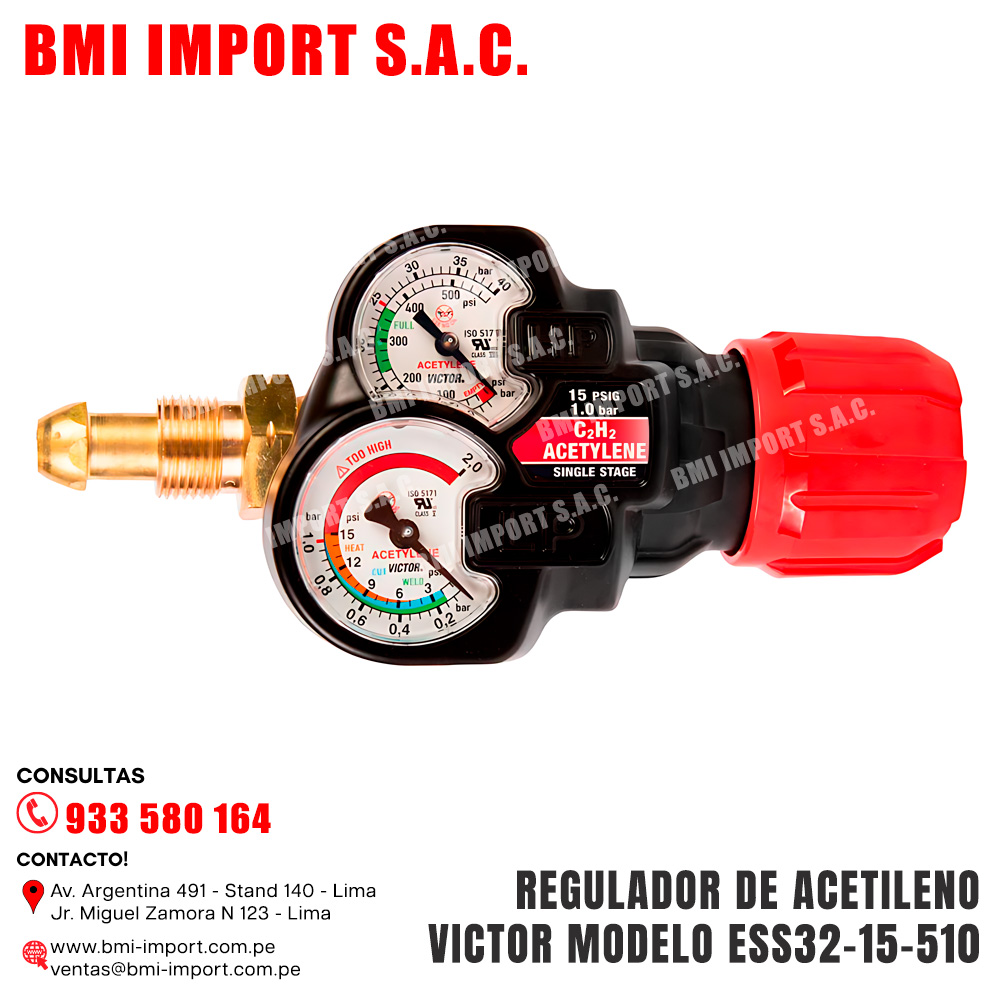 REGULADOR DE ACETILENO VICTOR MODELO ESS32-15-510 REGULADOR DE ACETILENO VICTOR MODELO ESS32-15-510