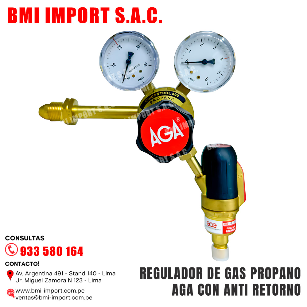 REGULADOR DE GAS PROPANO AGA CON ANTI RETORNO REGULADOR DE GAS PROPANO AGA CON ANTI RETORNO