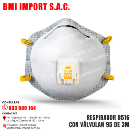 RESPIRADOR 8516, CON VÁLVULA DE EXHALACIÓN, N95 DE 3M