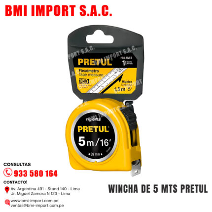 WINCHA DE 5 MTS PRETUL